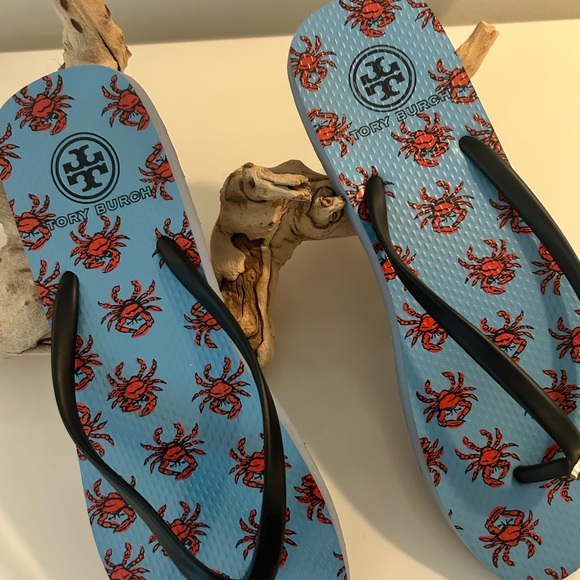 Tory Burch Crab Flip Flips Sz 8 - Picture 4 of 5